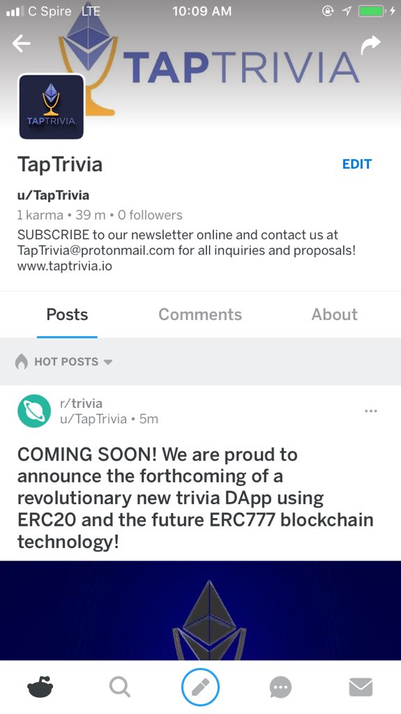 _TapTrivia's tweet image. We are now on Reddit! Visit our page and FOLLOW us for updates on the launch of our project! #trivia #poker #crypto #Ethereum #ERC20 #casinoonline #ComingSoon