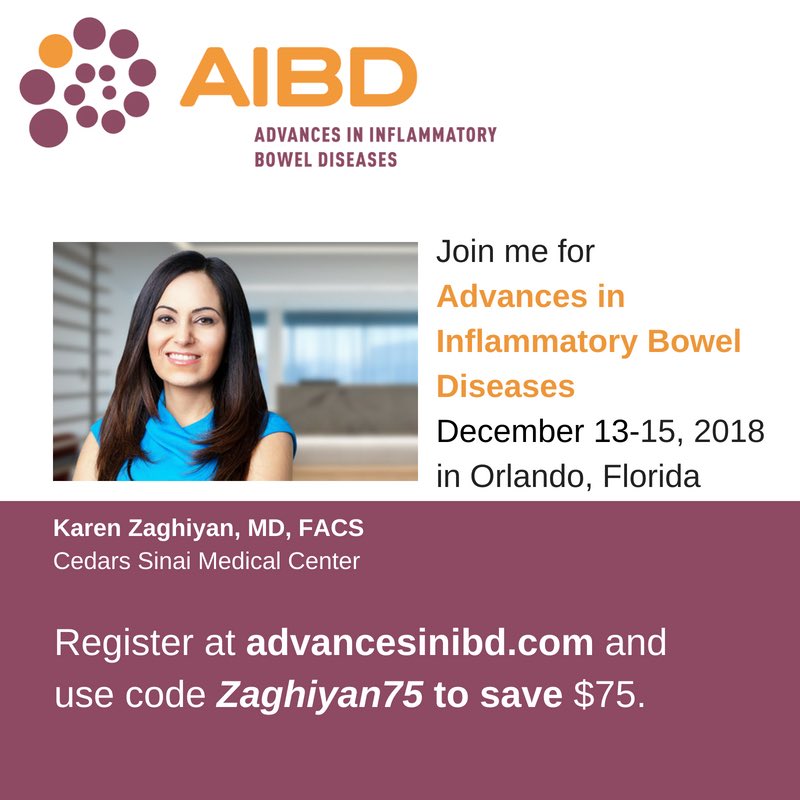 Join me and fellow #inflammatoryboweldisease #experts at the next #AIBD18 meeting in December. Use code Zaghiyan75 to save on registration! #colrectalsurgery #IBDSurgery #CrohnsDisease #ulcerativecolitis