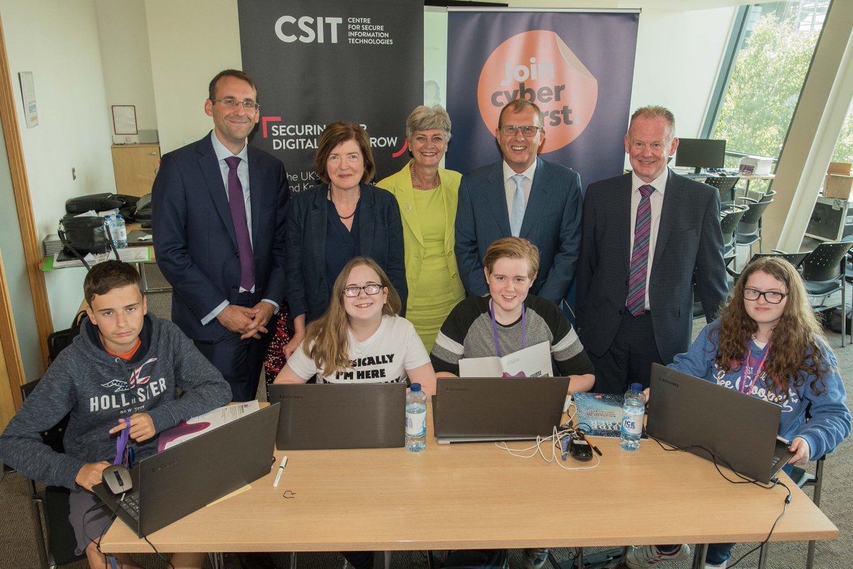 Education_NI's tweet photo. The Cyber First Defenders course, sponsored by @education_ni, is being held in NI for the first time. The five day residential had 23 participants aged between
14-15 and was held in @CSIT_QUB #Cyberistsni https://t.co/L8TgadpZtP