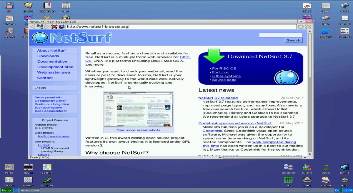 liberadalinux's tweet image. Surfing the Internet using #NetSurf Browser under @Kolibri_OS 😇