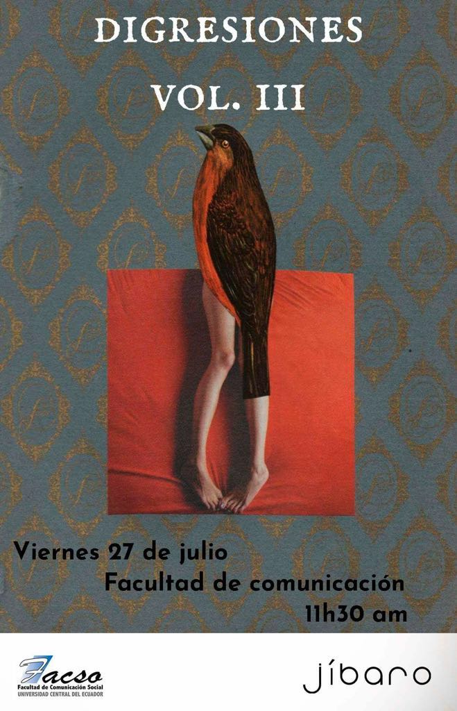 Presentación de los nuevos escritores. El proceso de amar la literatura y relacionarse con las letras.. 
#Digresiones
En la @facsoucequito <a href="/lacentralec/">Universidad Central del Ecuador</a> no te pierdas conocer estos nuevos proyectos entre ensayos y cuentos.