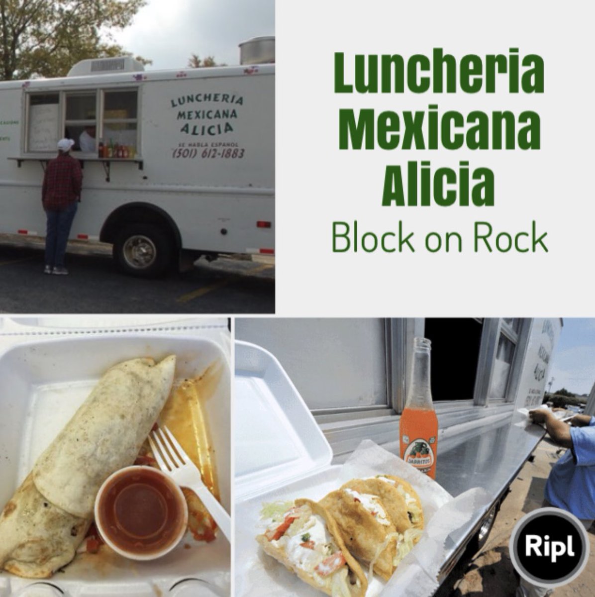 StonesThrowBrew's tweet photo. Central Arkansas authentic Mexican food, tacos, and quick bites!
🚨Find Luncheria Mexicana Alicia at Block on Rock🚨
#blockonrock #blockonrock18 #blockparty #foodtruck #locallymade #mexicanfood #authentic https://t.co/3t9MinYxUo