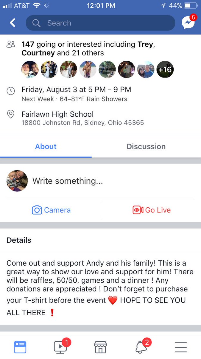 Come out and help support Andy and his family on August 3rd at Fairlawn