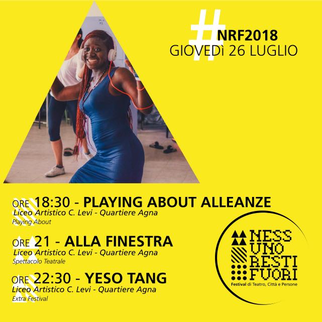 NFuori's tweet photo. Oggi, sempre presso il liceo artistico di #Matera , alle 18.30 playing about si parlerà di #frontiera 
Ore 21.00 spettacolo teatrale #alla finestra
Ore 22.30 #YesoTang 
Vi aspettiamo!!! #NessunoRestiFuori 
#matera2019 @Matera2019 @serafinopaterno @Piersoft @g_romaniello https://t.co/P41nFCQ5ku