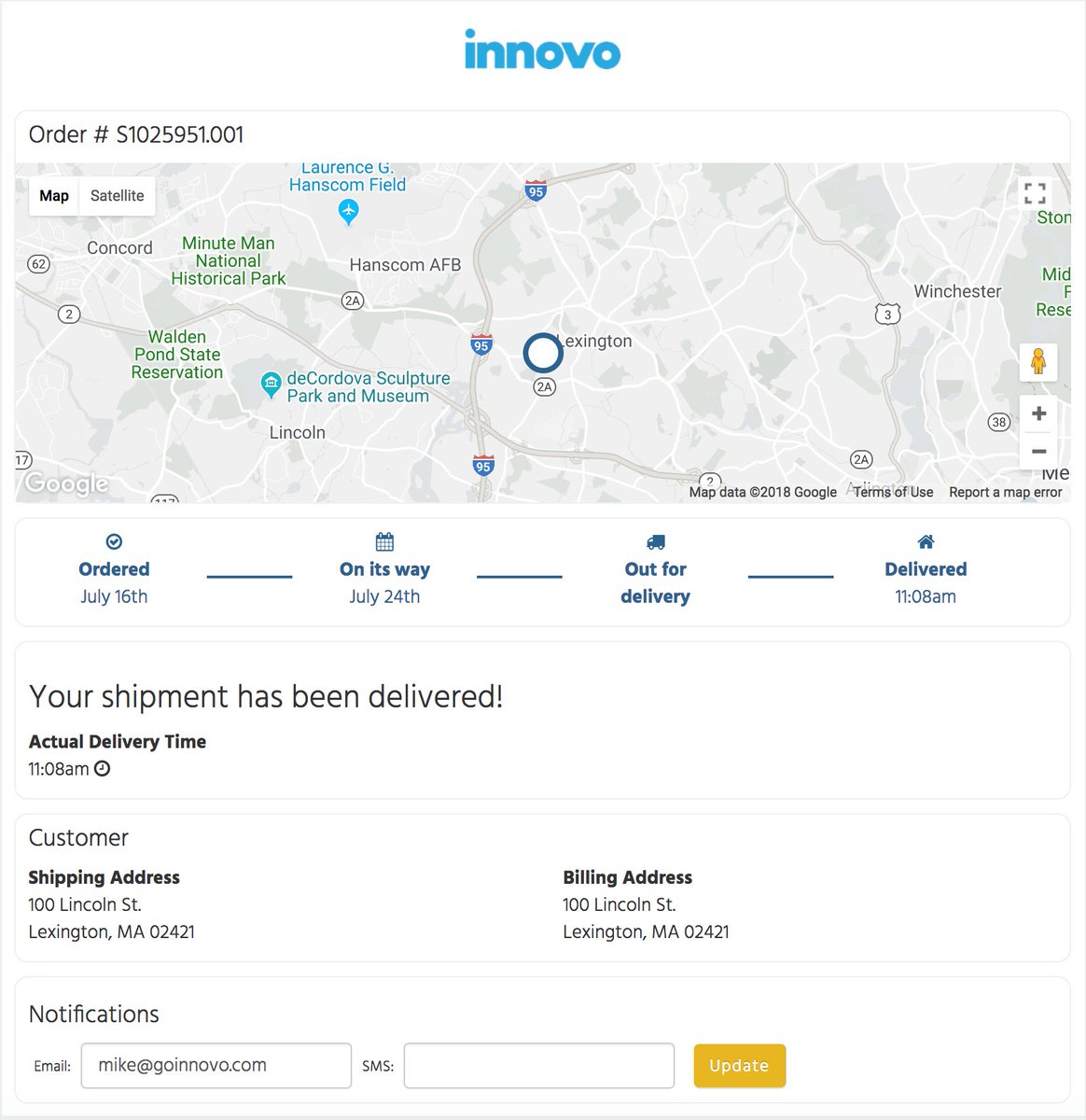 Wondering what Innovo's been up to lately? Deliver 1.1.0 will allow your customers to track their deliveries real-time. Coming this fall!