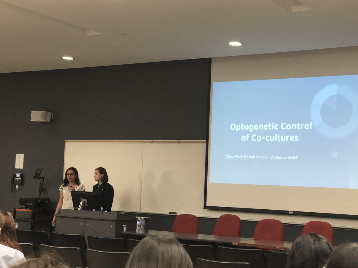 trevorcharles's tweet photo. Representing @Waterloo_iGEM at @Synbiosymp — @Clarapatraa and @LeahFulton19 #SynBioWestern2018 https://t.co/8DlWCbUGor