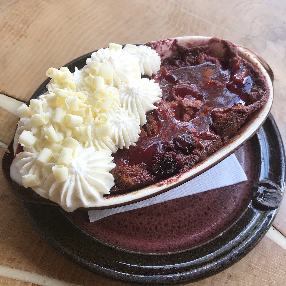 wiltpantry1's tweet photo. White Chocolate Cherry Bread Pudding: Wiltshire croissants, tart cherries, chantilly, cherry coulis #whitechocolatecherry #croissant #croissantbreadpudding #dessert #pastrylife https://t.co/BDDqiIMA1T