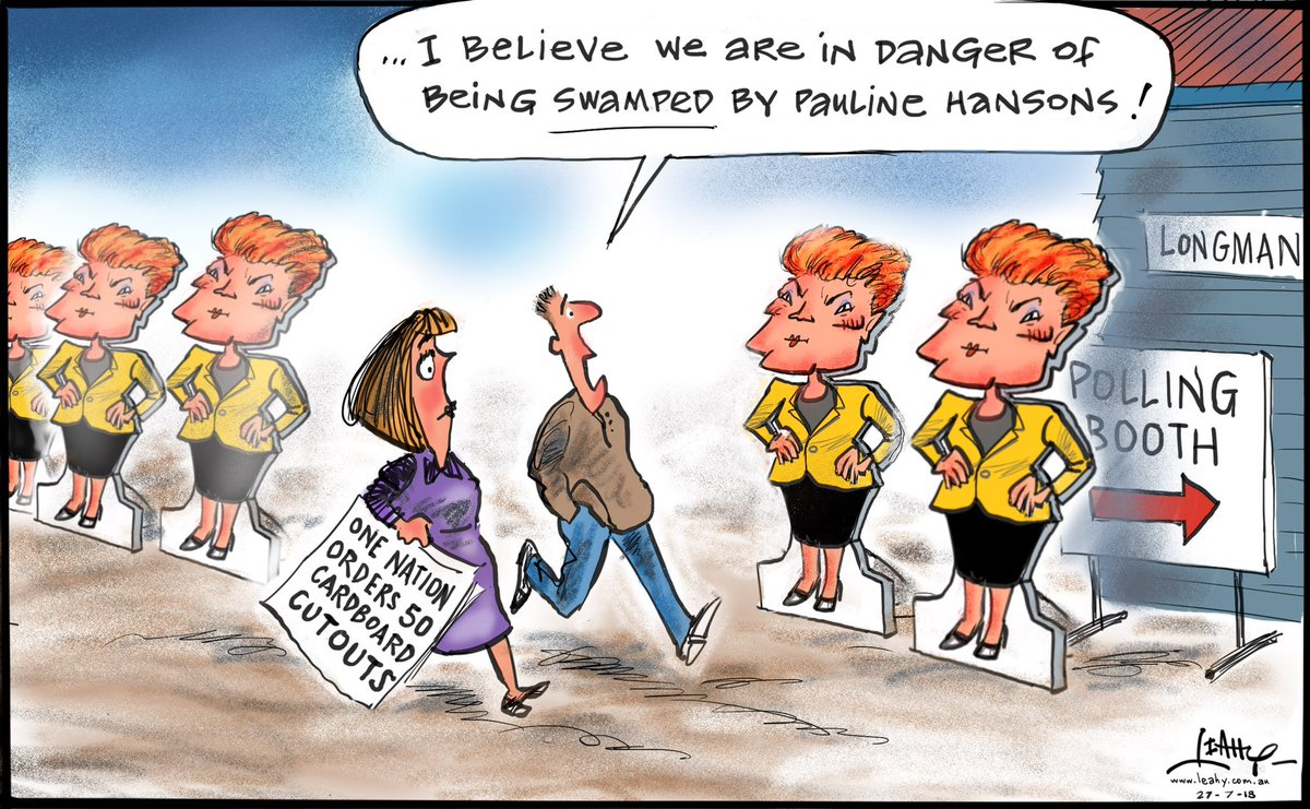 leahycartoons's tweet photo. MULTIPLE PAULINE HANSONS @Longman #LongmanVotes #Longman #abc730 #ABCNews #SusanLamb #qldpol @auspolwatch #abc730 @ABCPolitics #auspol @billshortenmp @SusanLambALP @couriermail @BreakfastNews @TurnbullMalcolm @SkyNewsAust @sunriseon7 @PaulineHansonOz https://t.co/dBjk5QO7zo