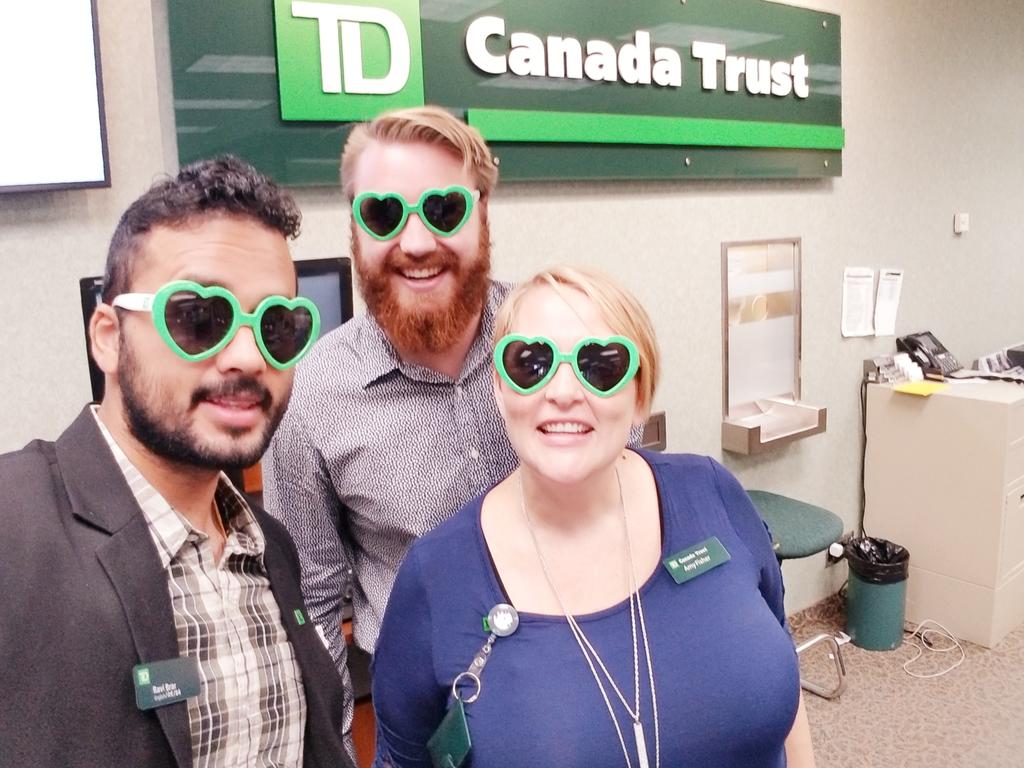 Customer Appreciation Day - We are ready to make customers feel special and thank them for choosing TD Canada Trust
<a href="/delanh2/">heather delaney</a> <a href="/bwassick1/">Brenda Wassick</a> <a href="/NaviNagra1/">Navi Nagra</a> <a href="/GlombickLuke/">Luke Glombick</a> <a href="/AnnechristineG/">Anne-Christine Gagné</a>