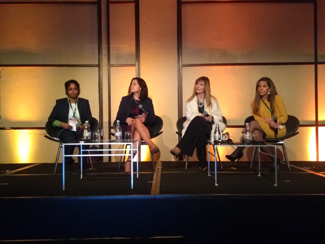 ISC2_Latam's tweet photo. Painel de mulheres! Sai Honig, María Isabel Hayes, Karin Quiroga e Karina Santelices encerram o #ISC2CongressLATAM discutindo a importância da presença feminina na Cibersegurança. https://t.co/87GMN11cGH