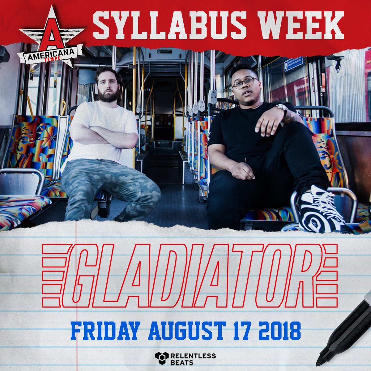 RelentlessBeats's tweet image. #ShowAnnounce - Kick off the new school year with a party like no other - @gladiator takes over Americana Tempe on August 17🙌

Grab your FREE RSVP while it lasts: seetickets.us/event/Gladiato…