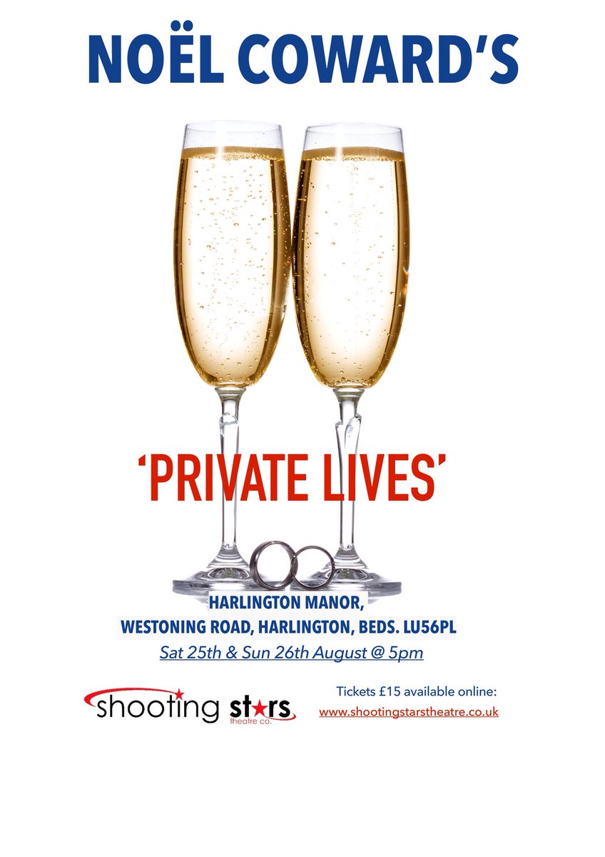 Come to see <a href="/ShootingStarsCo/">Shooting Stars</a> performing Nöel Coward’s “Private Lives” in our grounds on 25/6 August. If it’s remotely as good as last year, it will be brilliant!