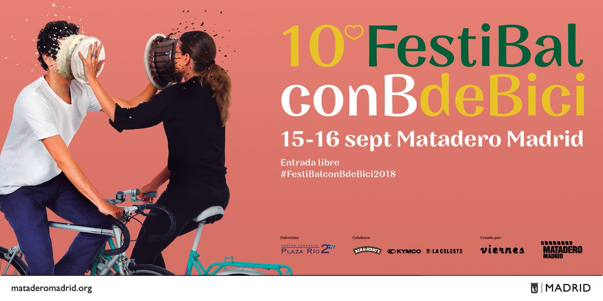 FestiBalconB's tweet photo. ¡Ya está aquí el nuevo cartel! El 15 y 16 de septiembre vamos a declarar nuestro AMOR por la bici por todo lo alto. Llenaremos @mataderomadrid de fiesta y bicis para celebrar con vosotros que cumplimos 10 ediciones. 🎂 ¡El espíritu FestiBalero está de vuelta! 🚲 #ConBdeBici10 🚲 https://t.co/0UCKNVgtxC