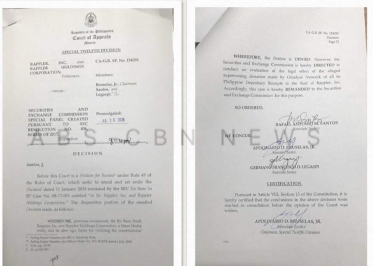 sayiloveyoubaby's tweet photo. BREAKING: The Court of Appeals rules Rappler not 100% Filipino-owned and controlled
via Ina Reformina
Karma is a bitch RAPPLER๐
#RipRAPPLER https://t.co/I19wqje5H8
