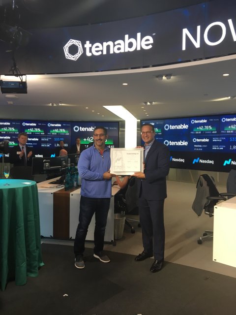 mstribling's tweet photo. It's OFFICIAL! We're now listed on Nasdaq as TENB! Congratulations on our #TenableIPO, team! Stay tuned for news throughout the day: https://t.co/4A9dApVDti @TenableSecurity #tenableipo https://t.co/Y6qL9Jhddq https://t.co/LGqnUCdpTy