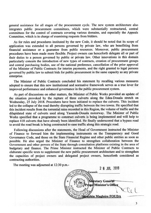 MincomCameroun's tweet photo. The Prime Minister, Head of Government, His Excellency Philemon YANG, this Thursday, 26 July 2018, chaired this month’s Cabinet Meeting.

The Press Release--->
#ComGovWeb
#Cameroon
#Cameroun
#TT237 #Team237 #Twitter237 https://t.co/VqbCJoCcMB