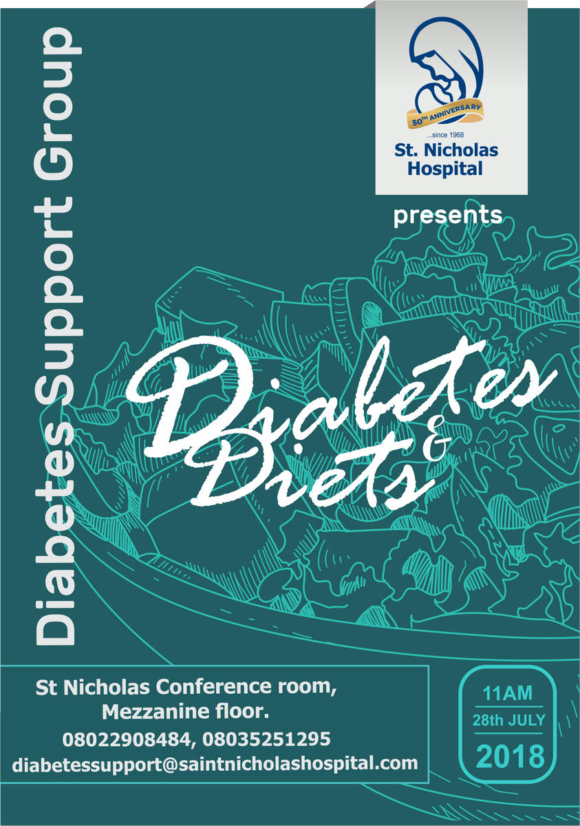 StNicholas_ng's tweet photo. St. Nicholas hospital brings you; DIABETES SUPPORT GROUP 2!!!
A caring community where diabetics, caregivers and friends meet to get diabetes workout plans, diets, and support. Think of it as social therapy and the best part is that it is 100% FREE courtesy St. Nicholas Hospital. https://t.co/jbYvLhzI6R