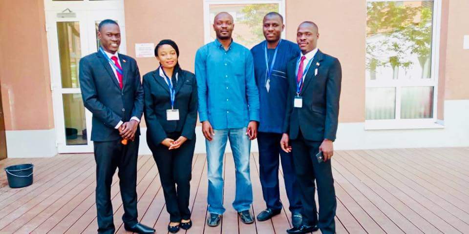 SocietyKiu's tweet photo. Our students with two of our lecturers in Germany, from left otim Enoch, Ndagire comfort, Dr Kasim, Dr Kareem Bola azeez and manzi Mark,  good luck folks. https://t.co/AGVBGGOr1C