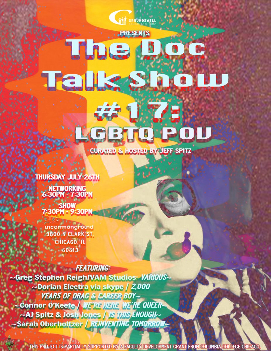 Tonight at UG Lakeview: #DocTalkShow 17 - LGBTQ POV, presented by @groundswellfilm! Join us for an evening of short documentaries and conversation with the filmmakers. 🎥 7PM | FREE (donations appreciated)