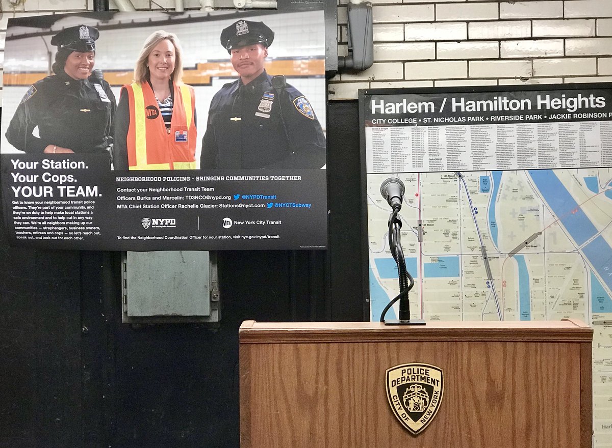 Empty podium with NYPD seal