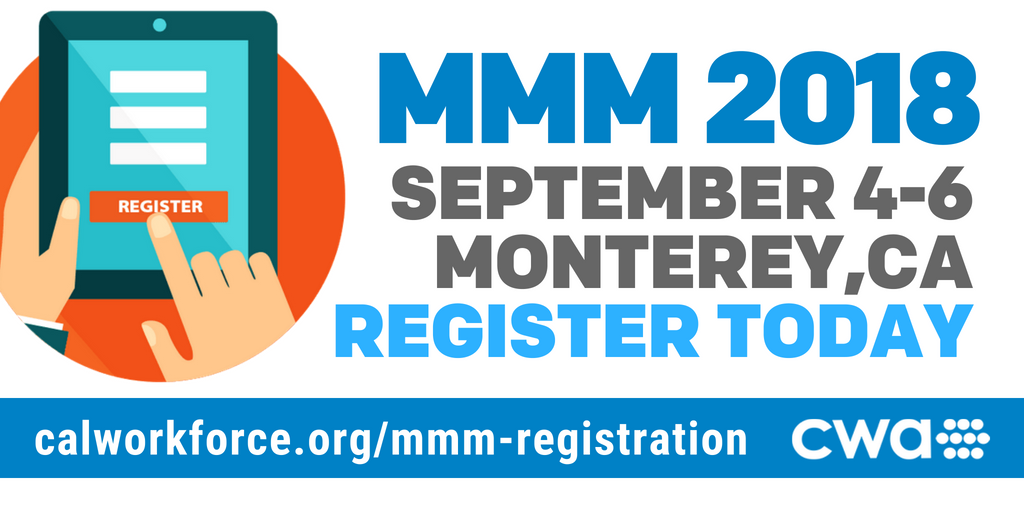 CAWorkforce's tweet photo. #MMM2018 Workforce Leadership Conference Sept. 4-6, Monterey Marriott Hotel. Free Pre-Conference Sessions, Daily Plenaries, 60 - Breakout Sessions, Exhibitors & MORE! Dont delay...REGISTER TODAY> https://t.co/elNTHbrnAW #wkforceConference #wkforceCapacity #wkdev #networking https://t.co/tH1OJijgqS