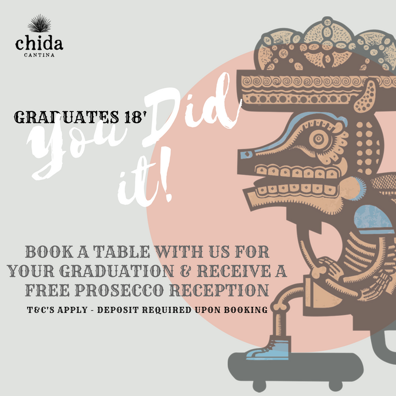 Whether it's a post-ceremony celebration or one last hoorah with your university friends before going heading into the real world, we've got you covered! Get in touch to find out more: bookings@chida.uk #youdidit #graduation #completeditmate #classof2018