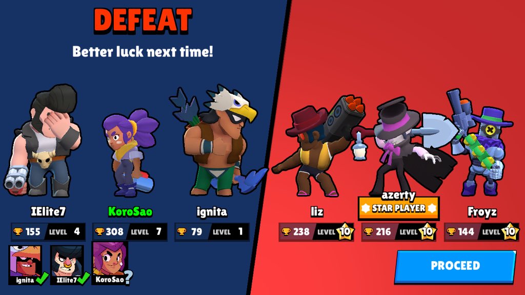 KoroProd's tweet photo. Hey @BrawlStars 
Could you work a bit more on the matchmaking pls ? Thx# https://t.co/NggwORXSvf