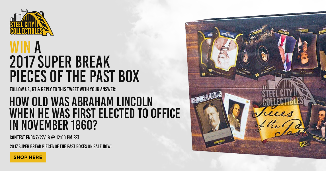 SCCTradingCards's tweet photo. Follow us, RT & answer for a chance at a 2017 Super Break Pieces of the Past Box! Ends tomorrow, 7/26/18 @ 12PM EST! https://t.co/xtJCnNGOZw | #TheHobby #BreakSuper https://t.co/VIFGsuT8PZ