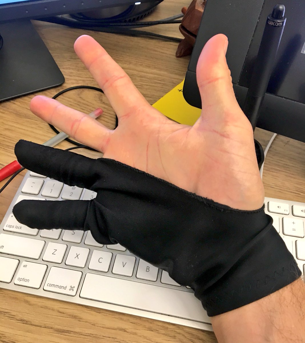 caldy's tweet photo. RT if you’re an artist who wears one of these filthy pairs of hand-pants while working and roughly once a day you accidentally smell it and are forced to reconsider all the events in your life that you lead to this gruesome and insidious moment. LIKE if you’re normal. https://t.co/eD3988cUaR