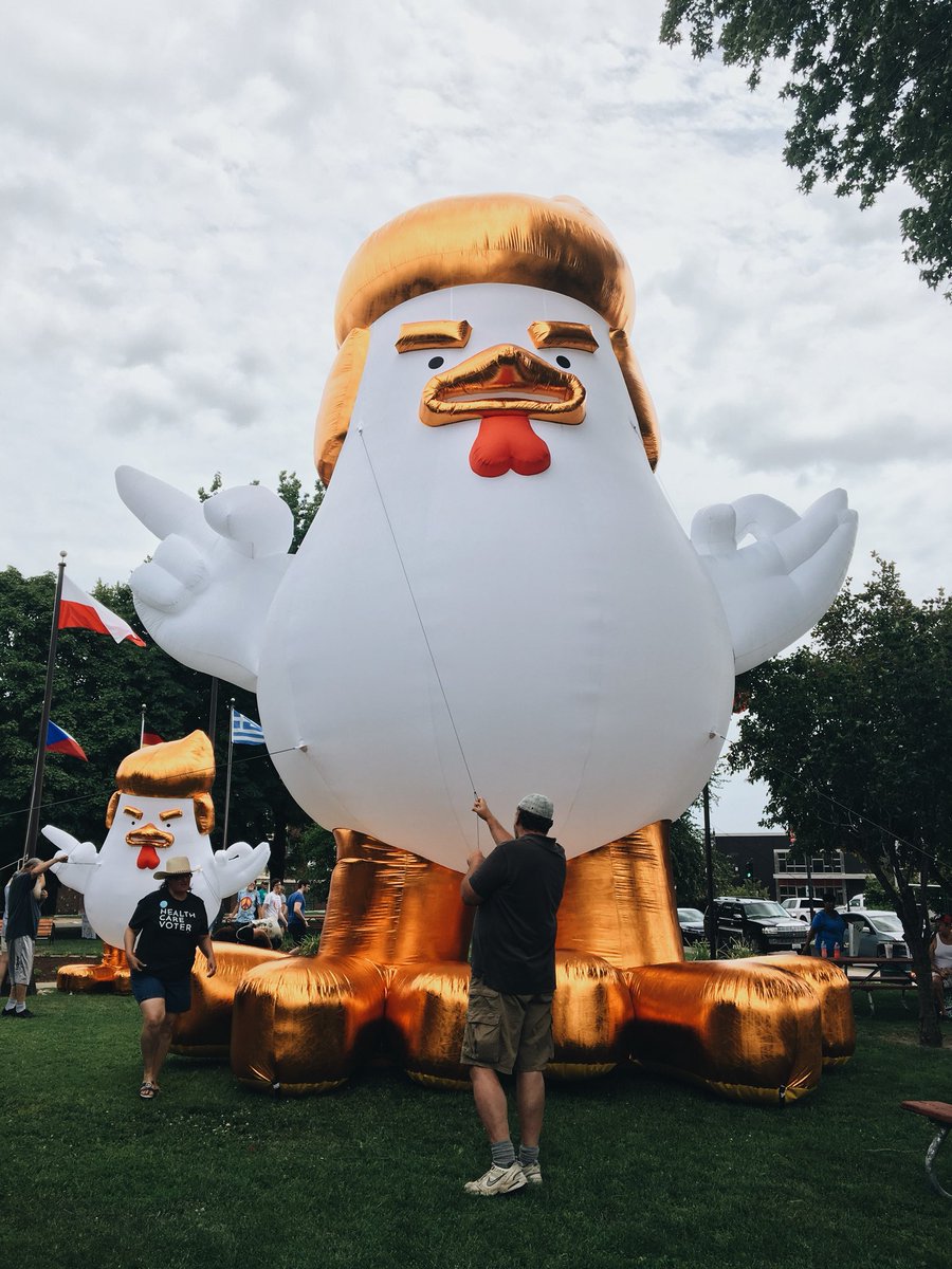 ecogden2's tweet photo. Protests are happening in Granite City’s town square while we await President Trump’s arrival at the steel mill. @HOIABC_News @25NewsWEEK https://t.co/9XjoSelxZS