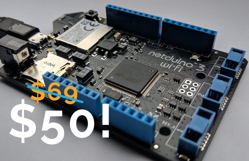 wildernesslabs's tweet image. We've dropped prices for our #Netduino 3 WiFi and Ethernet models. Purchase your @netduino at new prices today on @amazon or @MouserElec! Learn more: bit.ly/NetduinoPriceD…