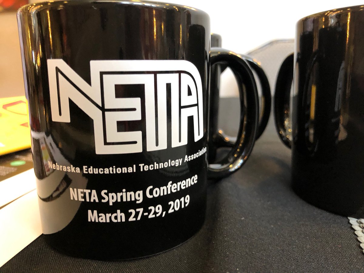 lherr's tweet photo. At #NCSAADMIN18? Stop by the NETA table by the I ❤️ Public Schools photo booth and grab a mug to remind you: New @yourNETA conference dates next spring! March 27-29! https://t.co/MvyVA47DEL