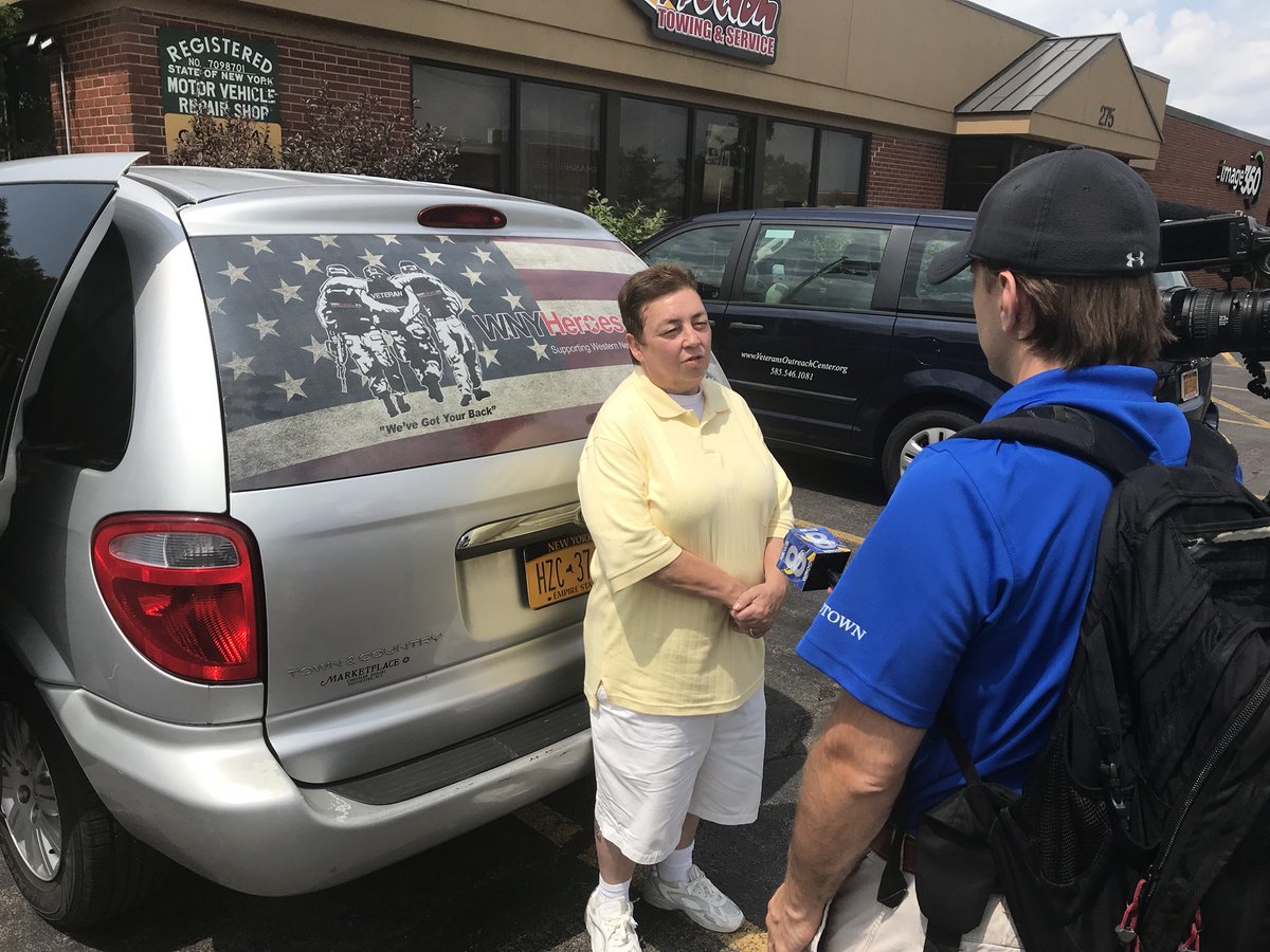 WNYHeroes's tweet photo. This afternoon in #HenriettaNY we gave our 10th vehicle away. This time to a female #Veteran who truly was in need. Thank you #ActionTowing for all of your help on this. Thank you @VOCROC for all that you do as well. Next week, we are giving TWO more away, so stay tuned. https://t.co/KxnImTwmXq
