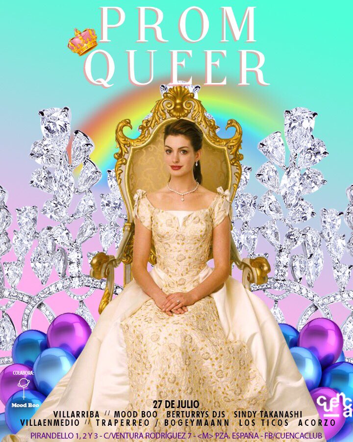_moodboo_'s tweet photo. ¿Vais a venir este viernes a bailar con nosotres a Cuenca club? 
No veáis la que están tramando @SindyTakanashi, @Berttuus y @berry_qb_ para nuestra fiesta Prom Queer.
¿Quién se llevará la corona? https://t.co/l69qAjzBZ9