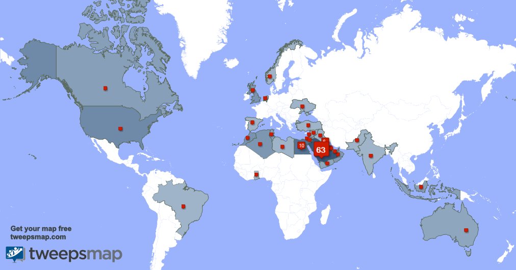 شكر خاص للمتابعين ال10 الجدد من السعوديه, وبلدان أخرى  خلال الأسبوع الماضي. tweepsmap.com/!ALHUSAINIj .