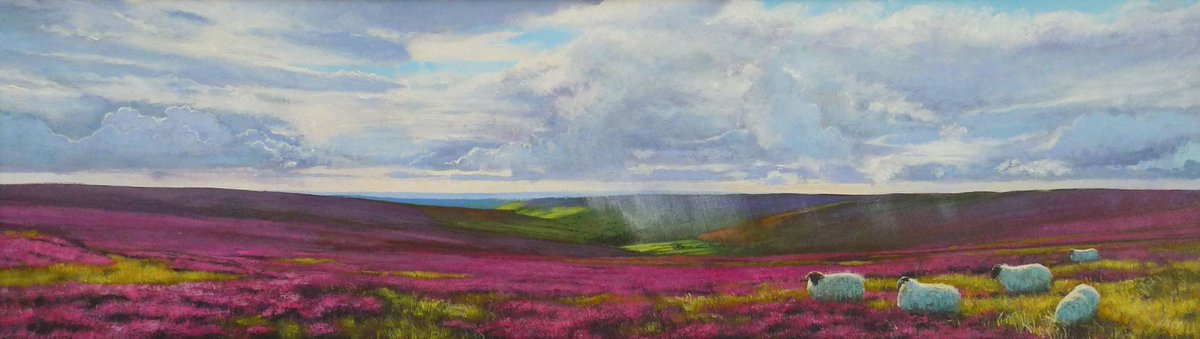 JamesMcgairyart's tweet photo. 'Rosedale Heather' #painting It's that time of year. #NorthYorkMoors #Rosedale #acrylicpainting #landscape #sheep #Heather https://t.co/HBhmfxDcwn