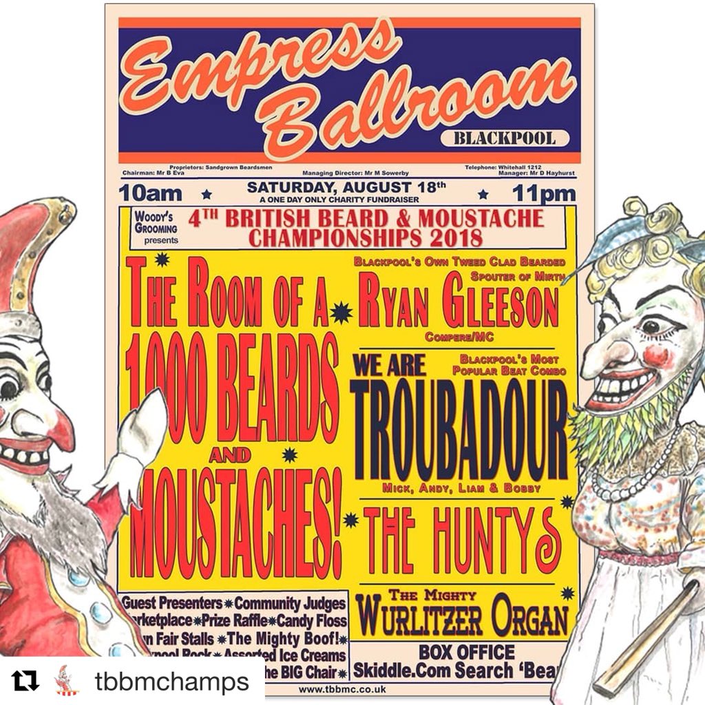 22 days away !!!!! Get your tickets !!!! <a href="/skiddle/">Skiddle</a> ! Search - BEARD !!!! #blackpool #lancashirehour #british #beard #moustache #championships #BBMC2018
