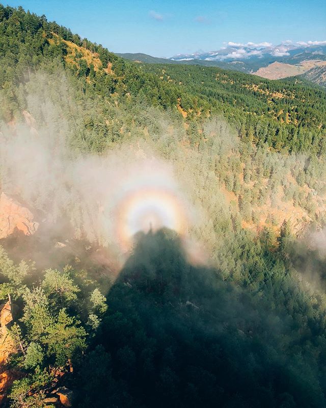 KyleRichardson_'s tweet photo. silhouetted inside the rainbow bullseye from the top of the #FirstFlatiron this morning. 🌈 🎯🤯 https://t.co/qy3uEj4Gg2 https://t.co/uiwnRZLhlD