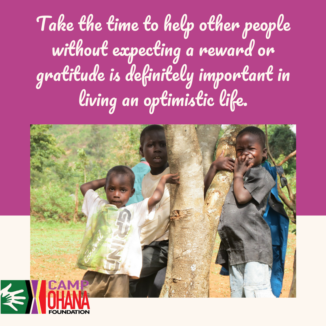 CampOhana's tweet photo. Take the time to help other people without expecting a reward or gratitude is definitely important in living an optimistic life.   https://t.co/WMfiP9F2qP #nonprofit #donate #charity #causes https://t.co/blPZXgpcRO