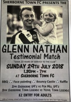 Sherborne Town FC (@sherbornetownfc) on Twitter photo Don’t forget this Sunday 29th July our very own <a href="/sherby1981/">glenn nathan</a> is having his testimonial, as a Sherborne Town legends play <a href="/YTFC/">Yeovil Town FC</a> legends. Also on the day <a href="/SherborneYouth/">SherborneTownYouthFC</a> under 9s play <a href="/Pen_Mill_FC/">Pen Mill FC</a> under 9s. The day starts at 1:30pm please show your support for Glenn #Zebras Don’t forget this Sunday 29th July our very own <a href="/sherby1981/">glenn nathan</a> is having his testimonial, as a Sherborne Town legends play <a href="/YTFC/">Yeovil Town FC</a> legends. Also on the day <a href="/SherborneYouth/">SherborneTownYouthFC</a> under 9s play <a href="/Pen_Mill_FC/">Pen Mill FC</a> under 9s. The day starts at 1:30pm please show your support for Glenn #Zebras