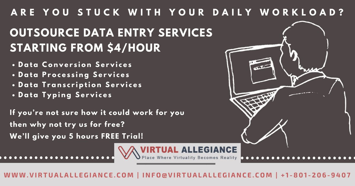 VAllegiance's tweet photo. Are you STUCK with your daily WORKLOAD?
#virtualassistant #virtualemployee #dataentryservices #outsource #virtualservices https://t.co/UWNWFogG6l