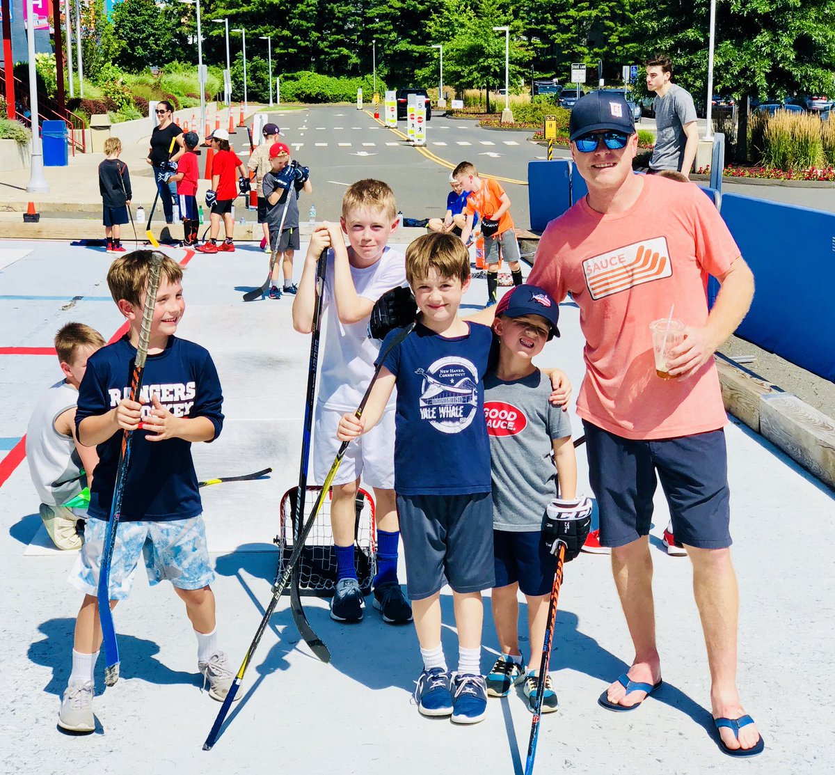 CJRHockey's tweet photo. Day 3 of #Snipercamp brings #saucetoss #saucetees and sunshine #softhands #opentheblade #saucelife @SauceHockey https://t.co/m8nRDRT4kM