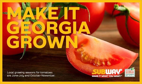 SubwayABY's tweet photo. Subway does source as much produce locally as we can get! @GeorgiaGrown #makeitgeorgiagrown https://t.co/L3vqiULfUC