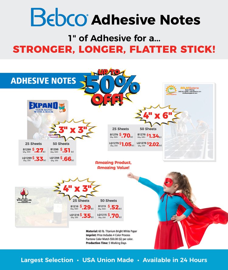 promocorner's tweet image. Get a stronger, longer, flatter stick with #Bebco adhesive notes! Brand this flyer and others at promocorner.com/promooffers #PromoCorner #PromoOffer