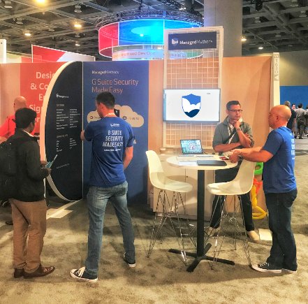 managedmethods's tweet photo. The boys are wrapping up Day 3 at #googlenext18. Have any last minutes questions about how we make #Gsuite security EASY? Stop by booth W1630 before the show closes this afternoon.  #cloudsecurity #sanfrancisco #google #easy https://t.co/tJV751UqpQ