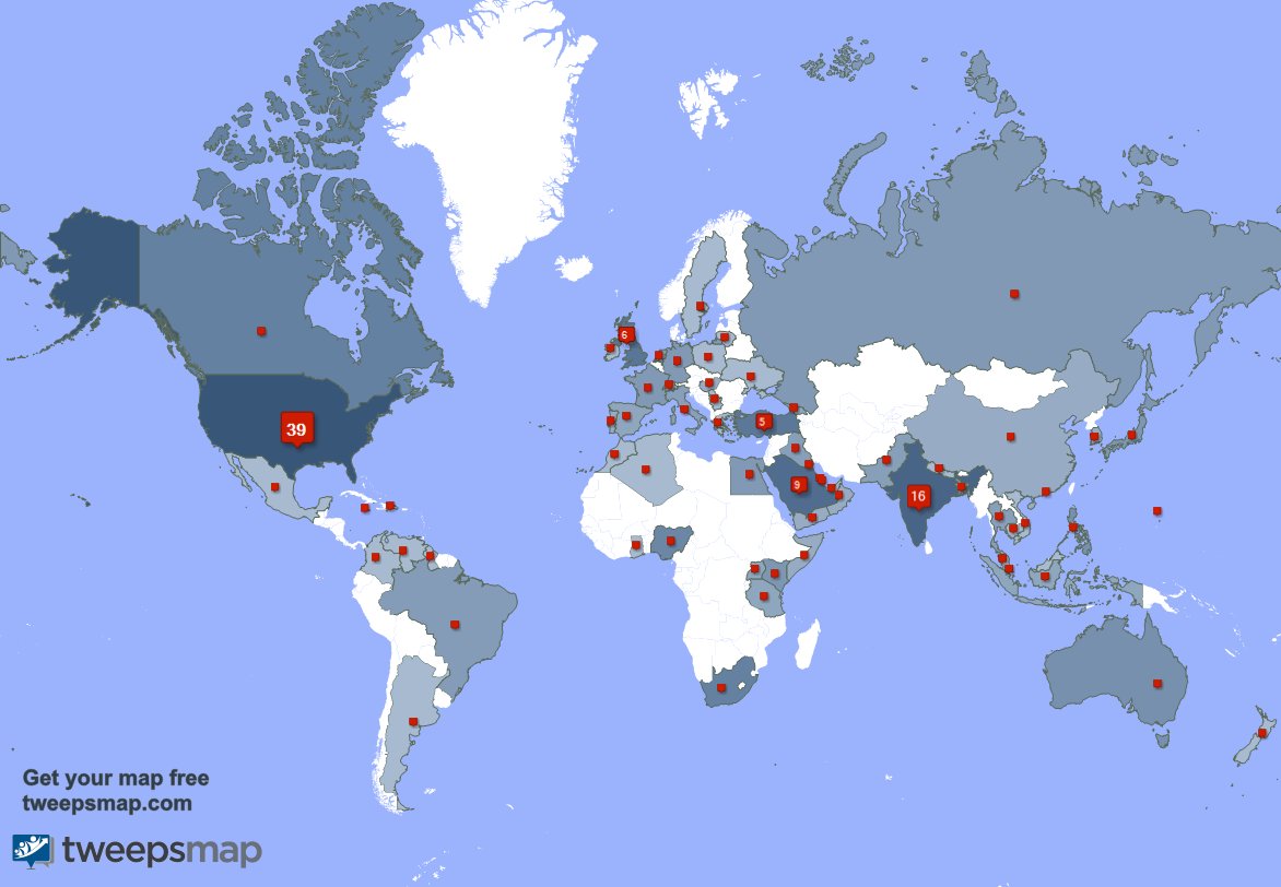 Special thank you to my 43 new followers from India, USA, and more last week. tweepsmap.com/!iYourstarHeal… .
