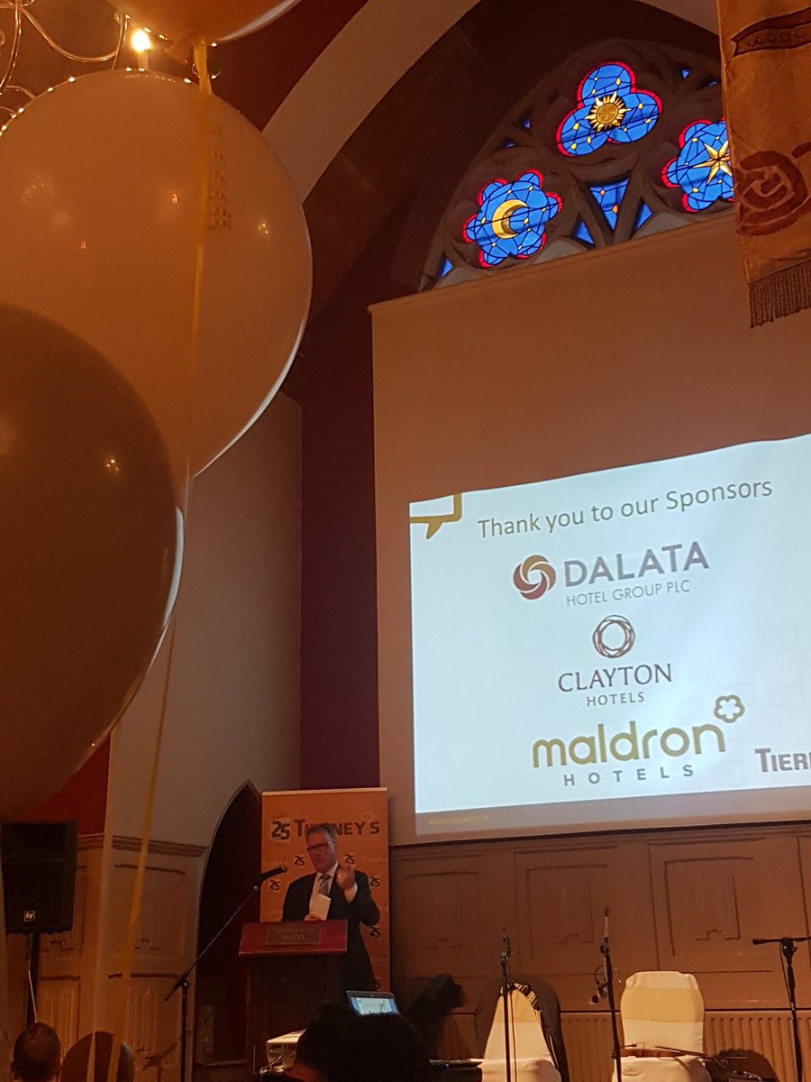 Tierneys_IT's tweet photo. CEO of @Dalatahotels Pat McCann takes the stage at our 25th Anniversary Celebrations. #25YearsinBusiness #TempleGateHotel https://t.co/nsURqiFU19