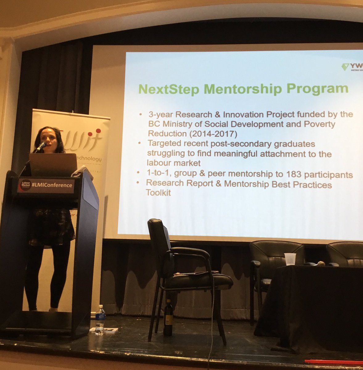 VictoriaWorkBC's tweet photo. Janice Lee and Lindsay Nielsen of @GreaterVanYMCA share their insights into The Power of Mentorship at #LMIConference https://t.co/NANItrwyUy