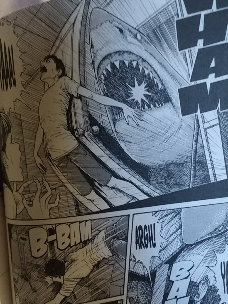 at this point you just have to respect the shark for making it up 2 flights of stairs and this dude keeps thinking doors will stop it 