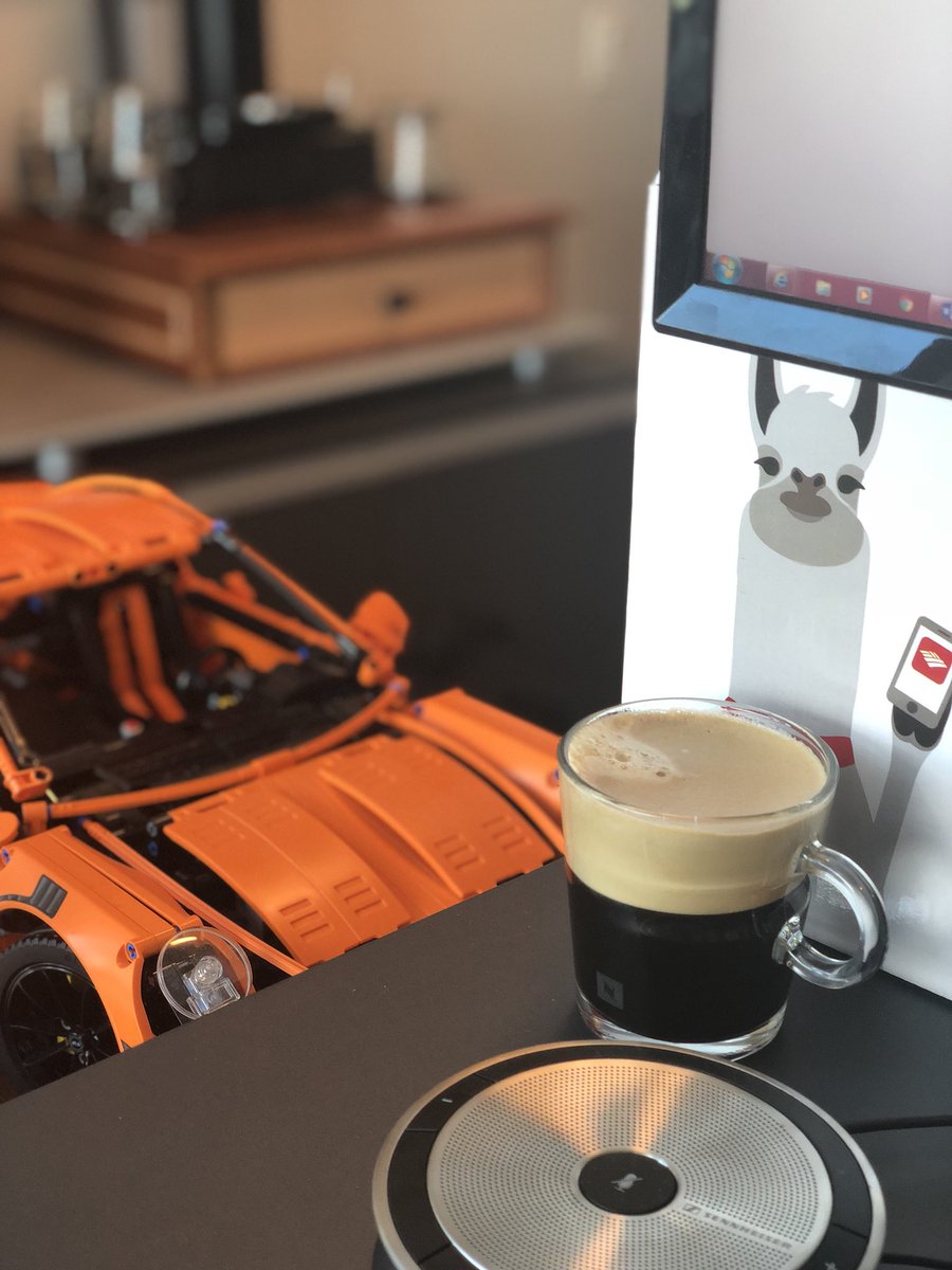 Beaker's tweet image. Porsches, llamas and coffee. #worklyfe